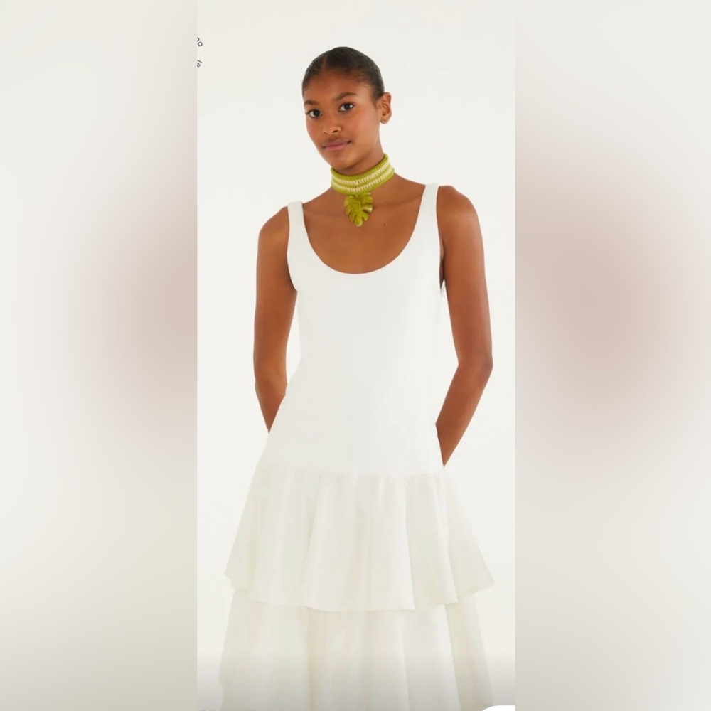 White Tiered Ruffle Dress - Picture 2 of 3